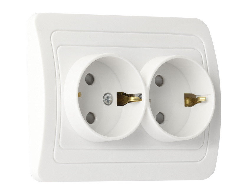 Розетка Smartbuy 2-я с/з 16А сп бел. "Венера" (SBE-01w-16-S2-Z-с), 43995 / 6-2