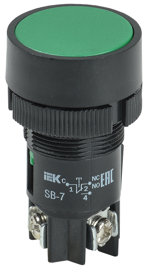 Кнопка зеленая SB-7пуск NO+NC, 41103 / 15-3