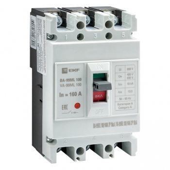 ВА99ML 3п автомат ЭКФ 160А/100 (габ. 33) Basic, 42422 / 28-2