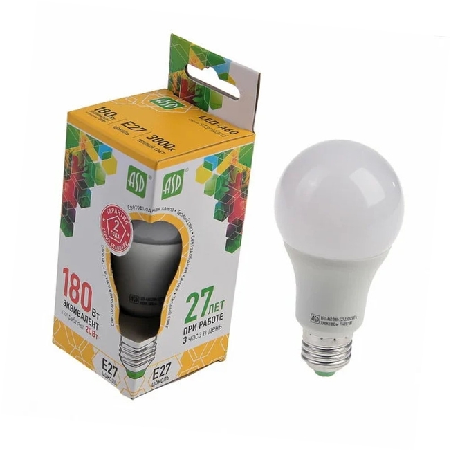 Лампа светодиодная 25Вт Е27 А65 4К Smartbuy (2000Лм), 51568 / 3-3